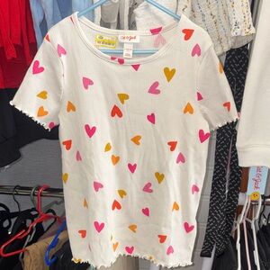 Cat & Jack White Tee with Pink and Orange Hearts